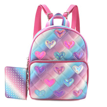 Load image into Gallery viewer, Heart-Patched Quilted Mini Backpack with Coin Purse
