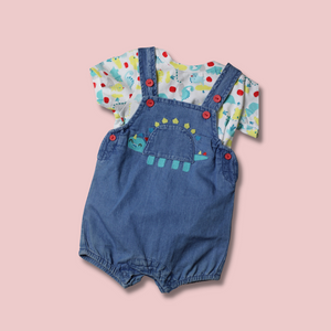 Dino Tee & Denim Overall