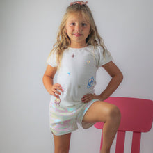 Load image into Gallery viewer, Bubble Sleeve space netting tee &amp; Iridescent Sequin Shorts
